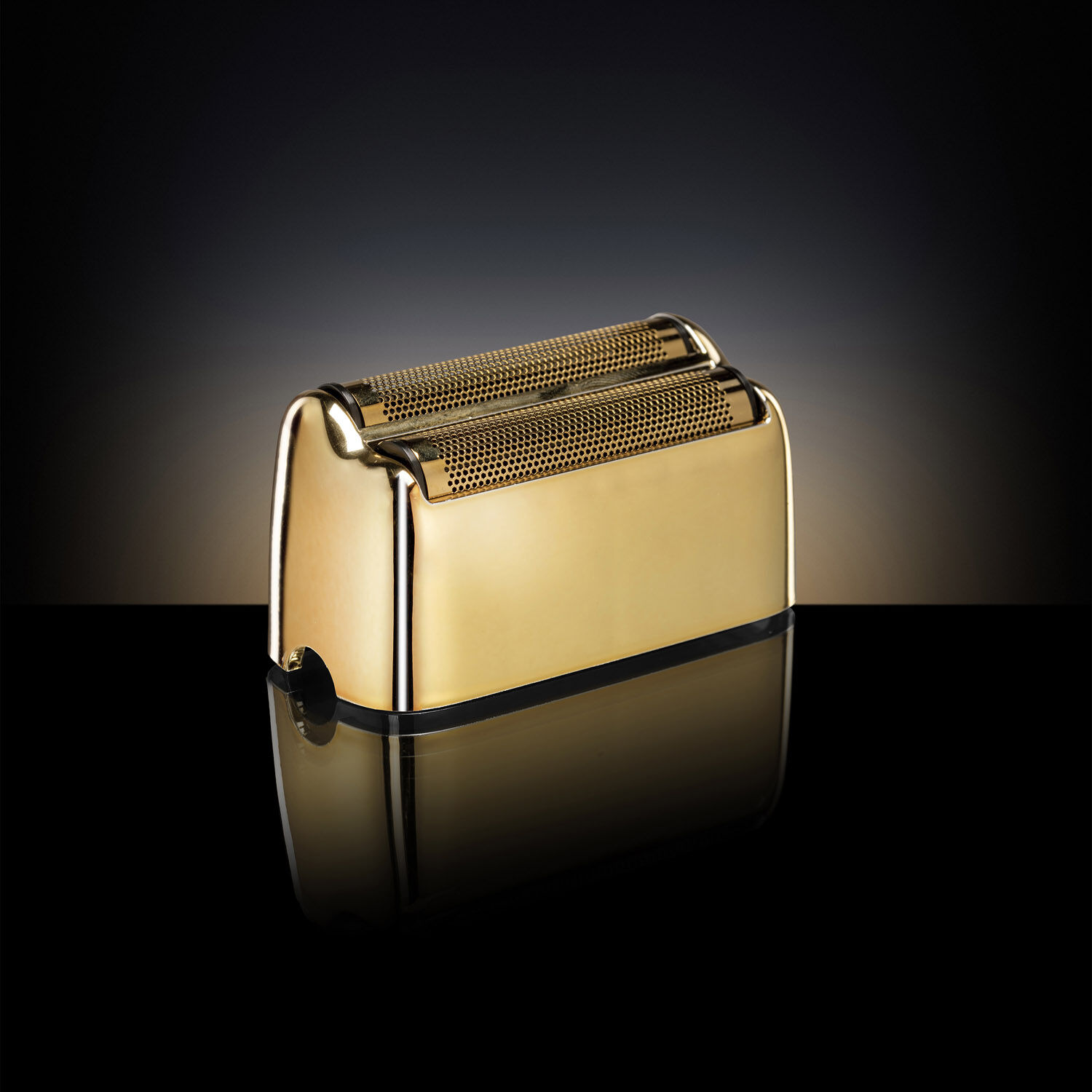 Titanium Double Foil Shaver Replacement Foils (Gold) on a dark background